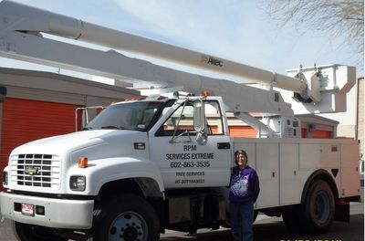 Owner with our Bucket truck