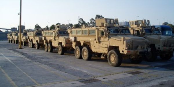 Military ATV unloading at the port of Piraeus by Stellar Transport Ltd.