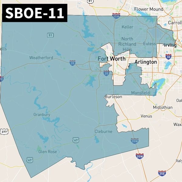 Texas State Board of Education (SBOE) District 11 map