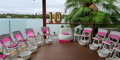 Pamper Party Time Birthday party set up at your home with a host