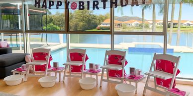 Pamper Party Time beauty party set up at home on the Gold Coast 