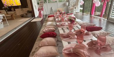 Stunning picnic set up by Coastal Picnics and Party hire and at a Pamper party time party 