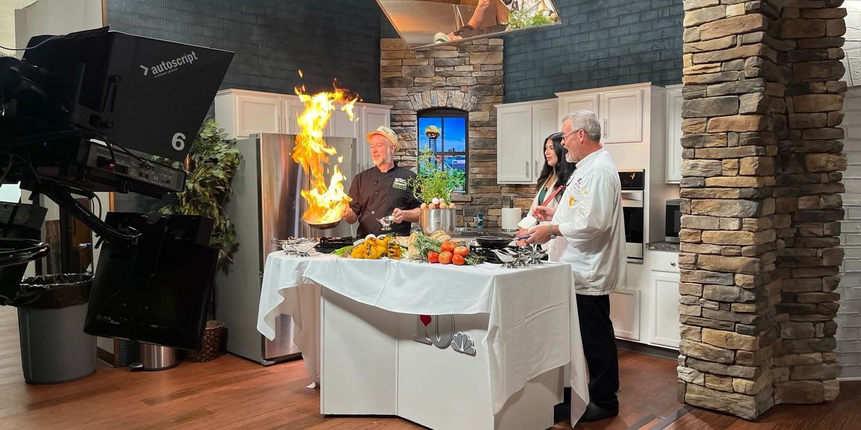 Certified Executive Chef Brandon Wilson plays with fire on Knoxville's WBIR morning show.