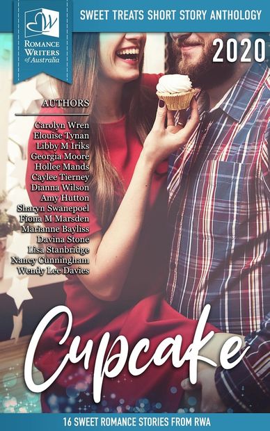 Book cover of 'Cupcake' anthology. A man and woman hug. She holds a cupcake.