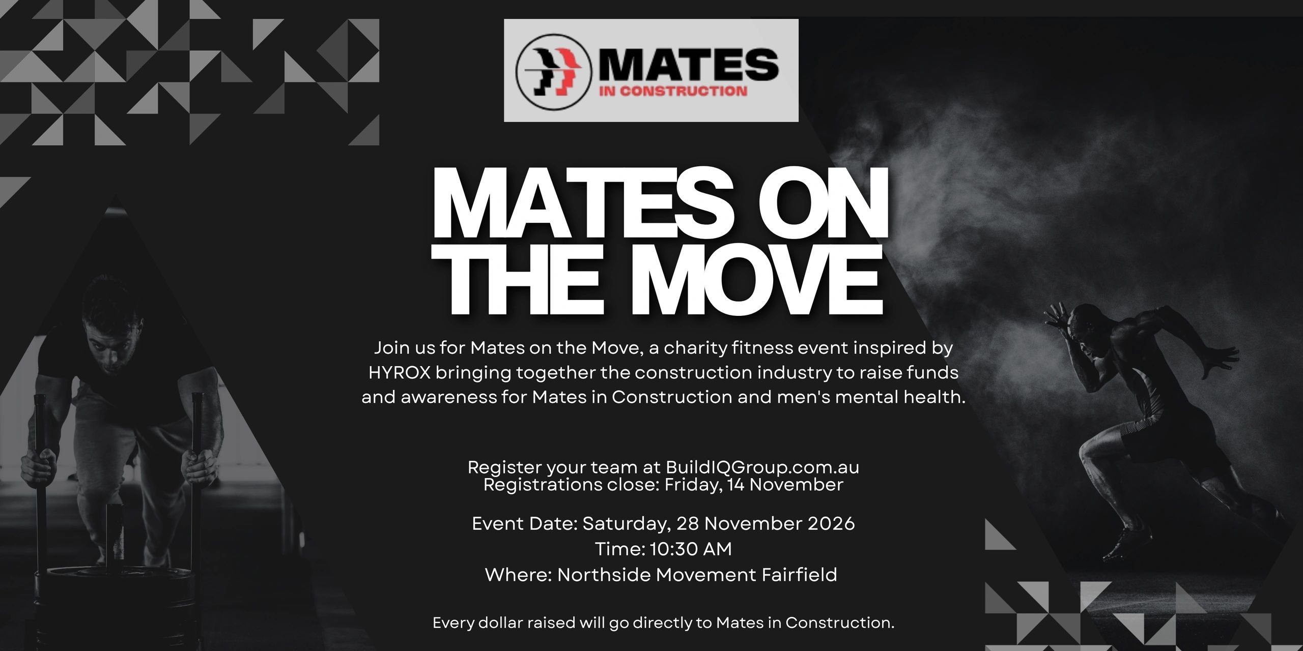Charity fitness event "Mates on the Move" for men's mental health.