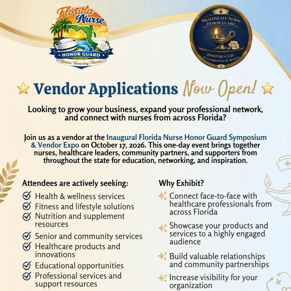 Vendor applications open for Florida Nurse Honor Guard Symposium &amp; Vendor Expo 2026.