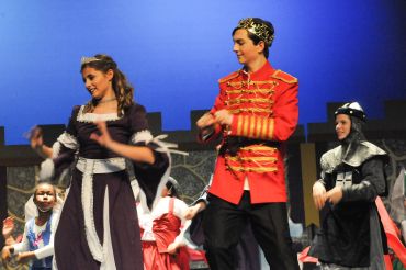 Actors performing in a theatrical play.