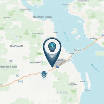 Map with location pins highlighting specific areas near a body of water.