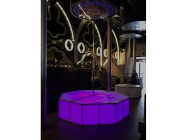 Illuminated stripper pole platform (8x8, 24H) with pole.