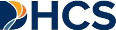 Logo with letters HCS and a blue and orange design element.