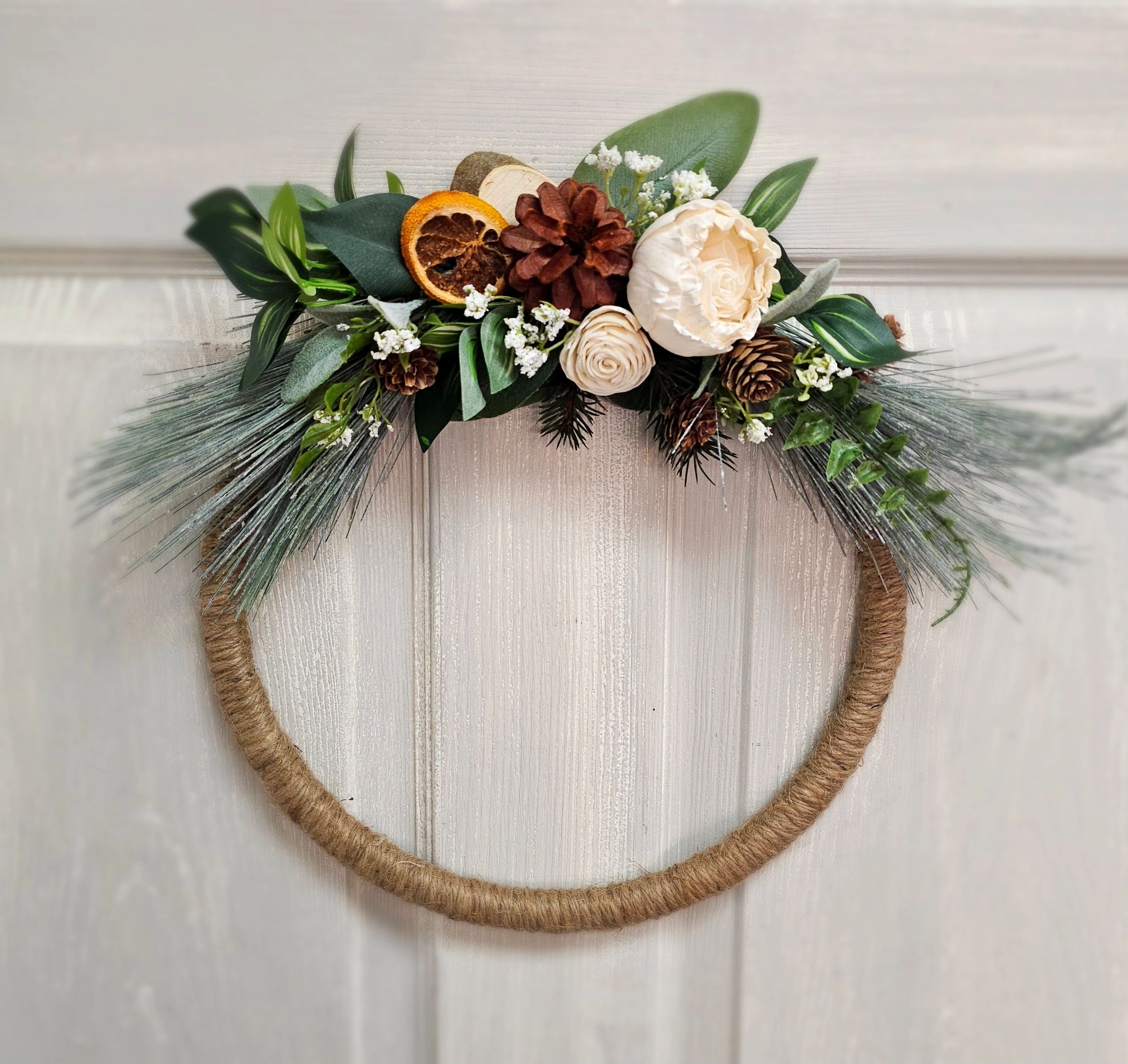 Stunning wooden floral wreath