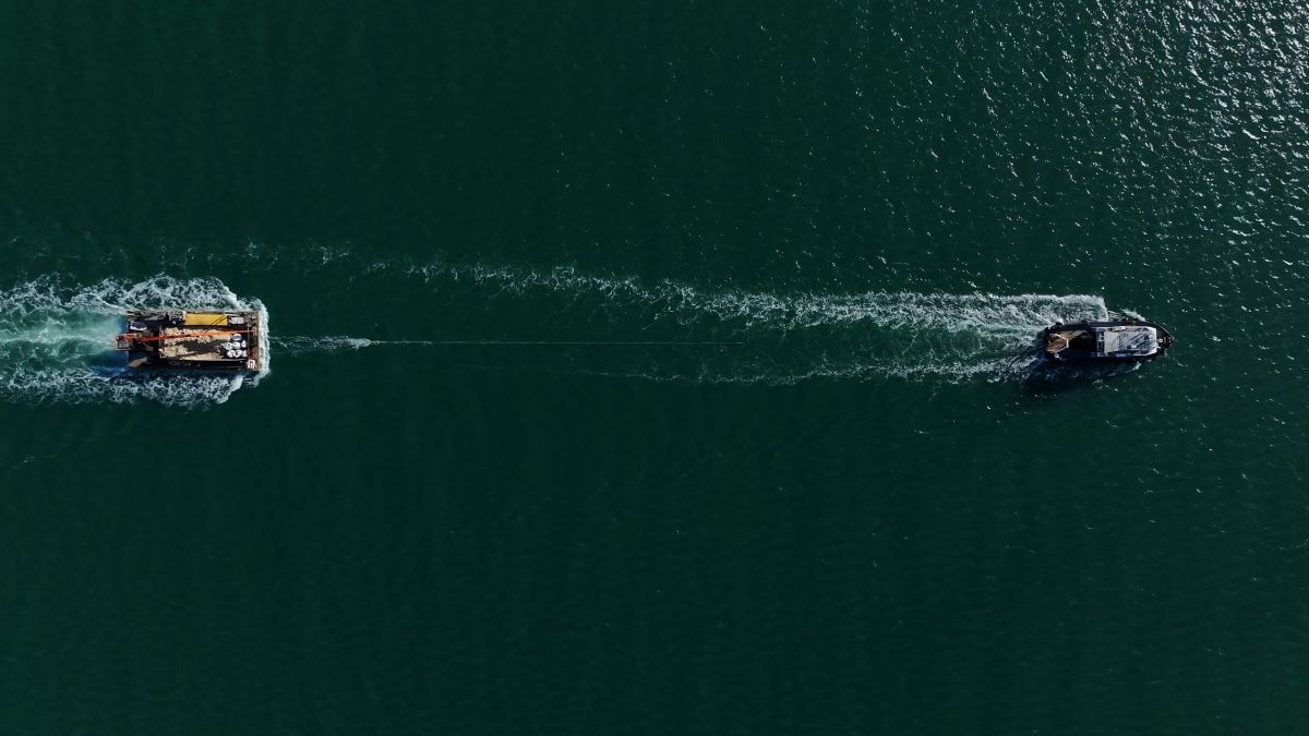Barge at sea