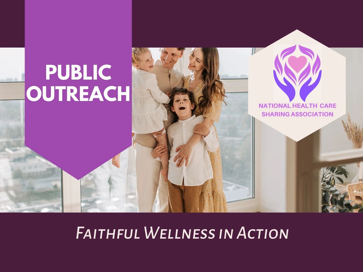 Family photo promoting National Health Care Sharing Association outreach.