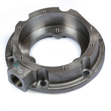 Metal mechanical part with threaded holes.