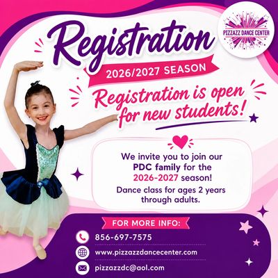 Register at pizzazz dance center. Dance studio near me. 