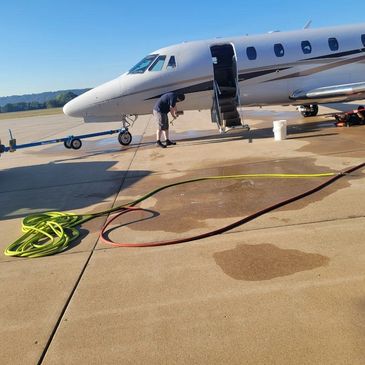 Jet being maintained on the tarmac