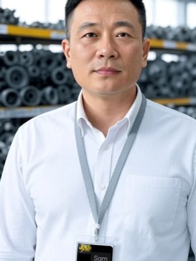 Man wearing a white shirt and name tag that says Sam.