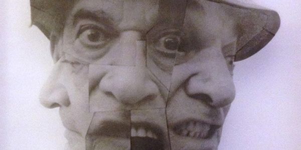 Portrait of Larry Bell - assemblage of photographic image transfers on fiberglass and resin