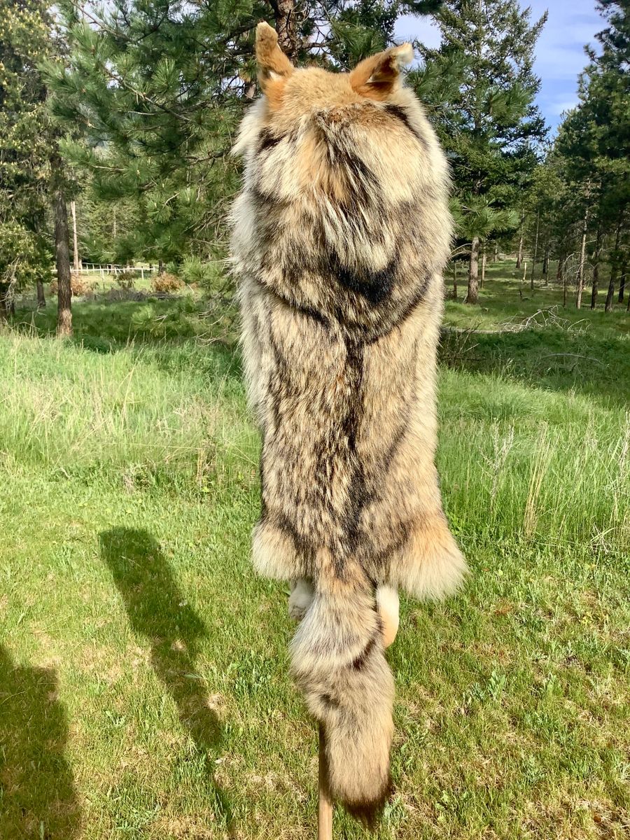 Wolf head online fur hat