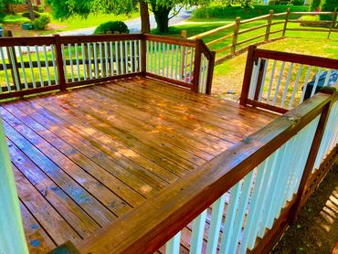 Deck staining. 