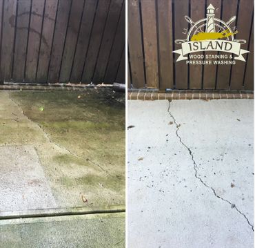 Concrete patio pressure washed to remove algae.  