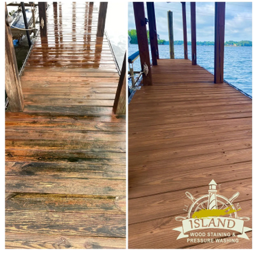 Dock pressure washing and staining. 