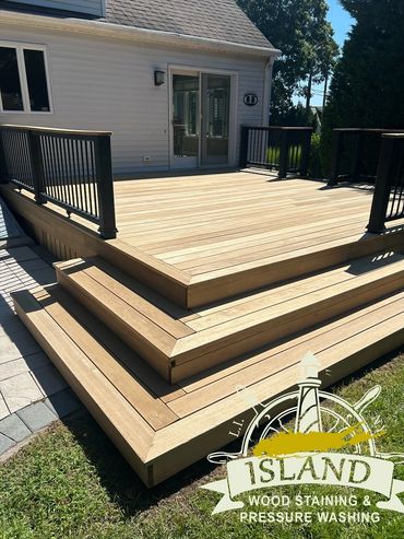 Mahogany wood deck cleaned 