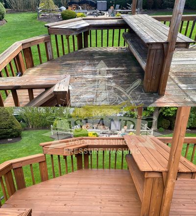 Cedar deck wash and stained. 