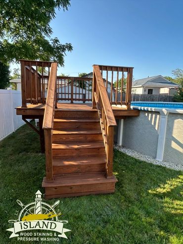 Pool deck with natural look stain 