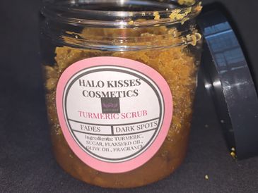  Natural turmeric scrub that is like an eraser to dark spots and hyperpigmentation. 

