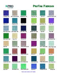 Click for ProTak Fabric Chart