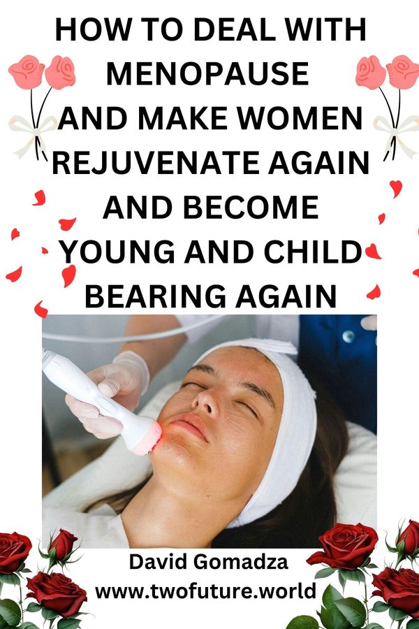 A woman receiving facial treatment to rejuvenate skin, surrounded by text about menopause and youth.