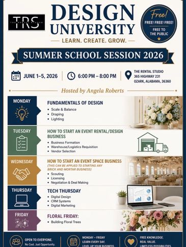 Summer School Session 2026 at Design University, June 1-5, focused on design fundamentals and event business skills.