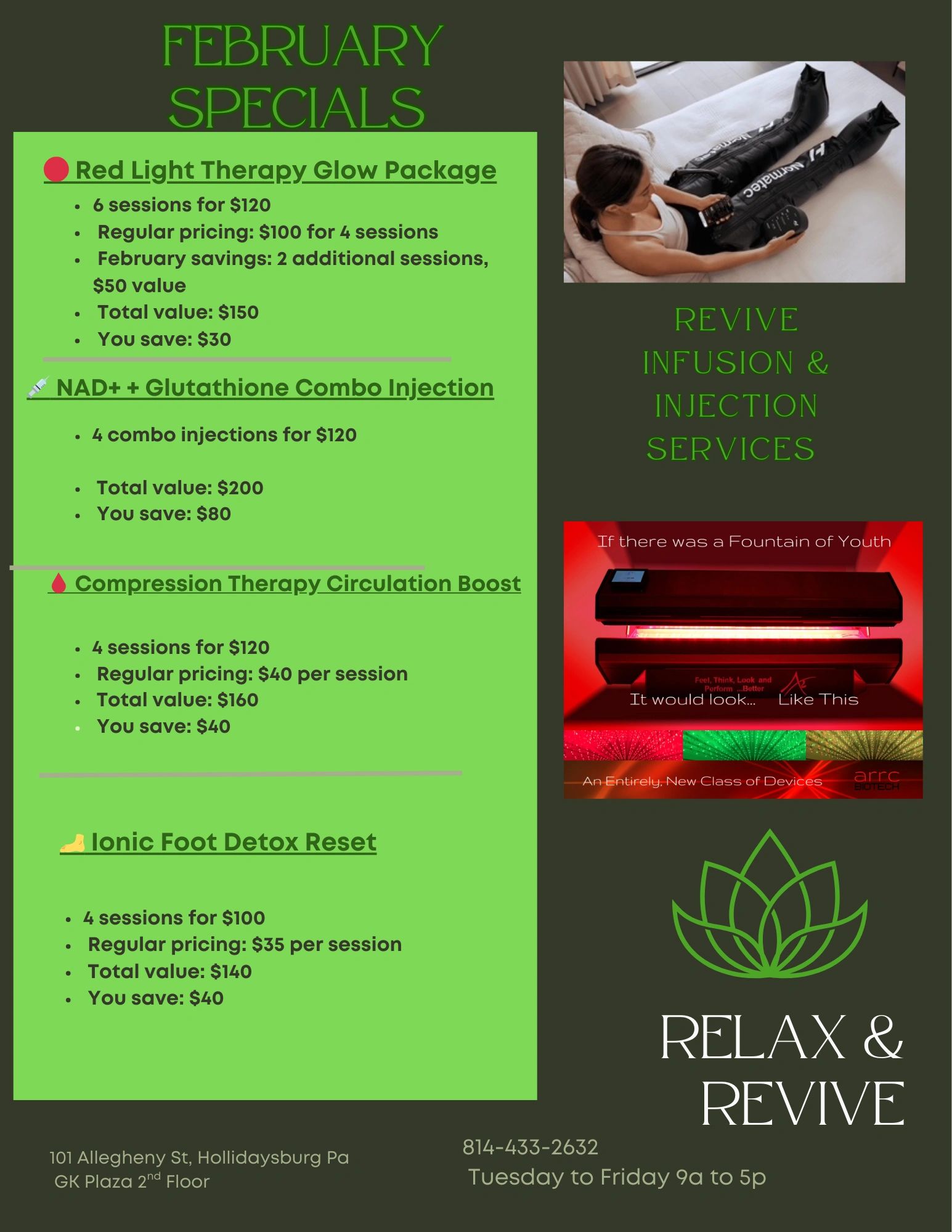 Fall Injection Promo February Specials at Revive Infusion & Injection Services
