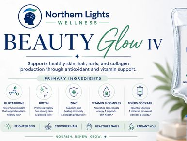 Beauty Glow IV wellness drip for skin, hair, nails, and collagen support.