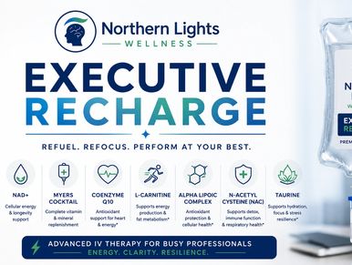 Northern Lights Wellness Executive Recharge IV therapy for energy and clarity.