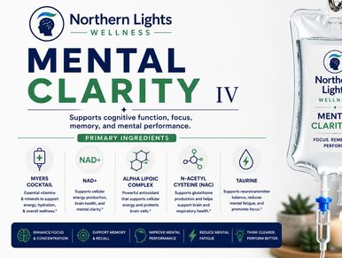 Northern Lights Wellness Mental Clarity IV infusion with key cognitive support ingredients.