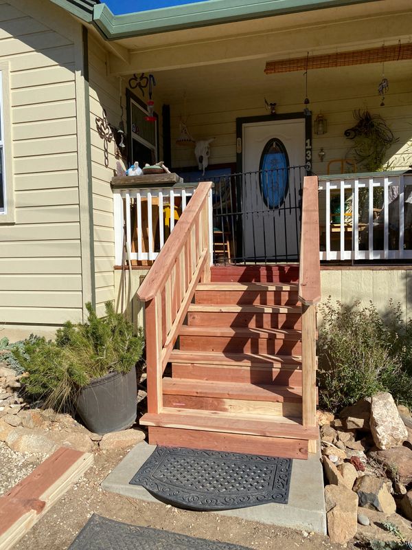 Small redwood staircase