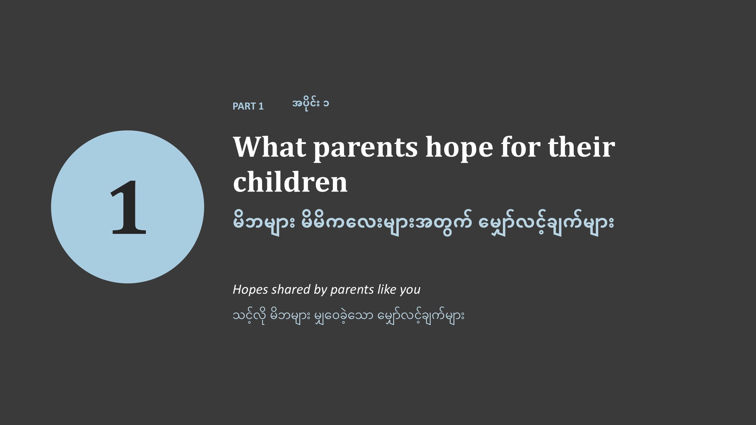 Title slide introducing parental hopes for children.