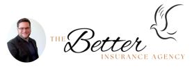 Logo for The Better Insurance Agency with a man's photo and a bird illustration.