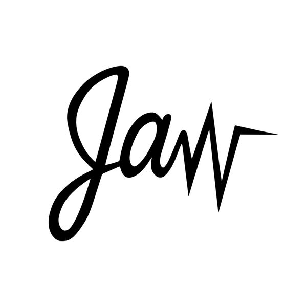 Stylized word 'Jaw' with a heartbeat line design.