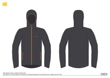 OEX, lightweight down jacket design 