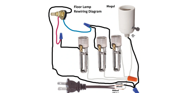 rewiring diagram for vintage 3 arm floor lamp