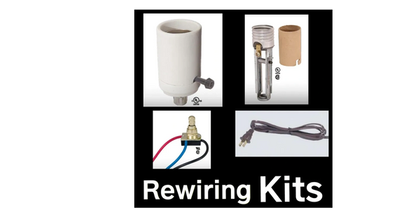 Sockets, cords and switches for rewiring kits