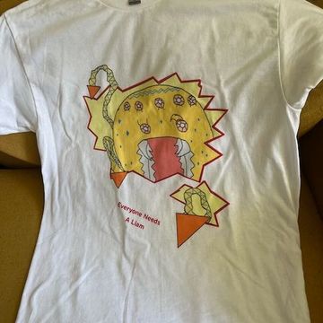 Picture of adult  t-shirt with monster eating the t-shirt cartoon