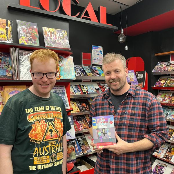 Liam and Jay at All-Star Comics in Melbourne