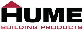 Logo of Hume Building Products with a red roof symbol.