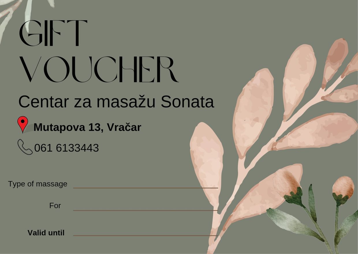 Obradujte dragu  osobu trenutkom opuštanja uz naš poklon vaučer za masažu. Gift voucher massage