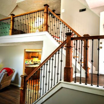 custom carpentry, newel posts, handrails, woodworking, custom stairs, custom railing