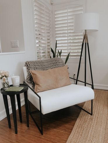 The modern and striking Mercer Chair by Maiden Home in this modern Spanish home.